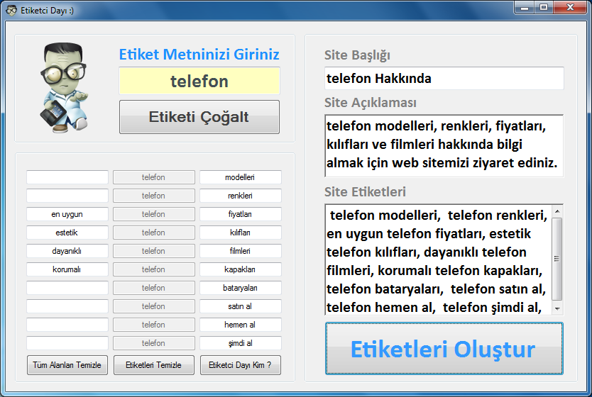 Otomatik Etiket Oluşturma Programı Etiketçi Dayı