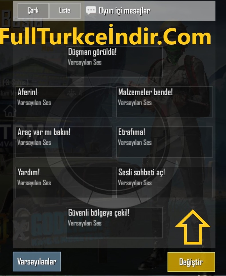 PUBG Mobil Oyun içi Mesajları ve Sesleri Değiştirme