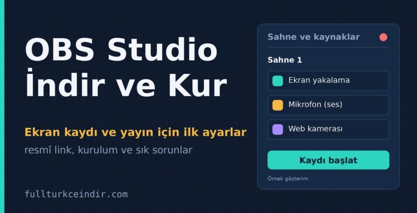 OBS Studio İndir ve Kur: Ekran Kaydı ve Yayın için İlk Ayarlar